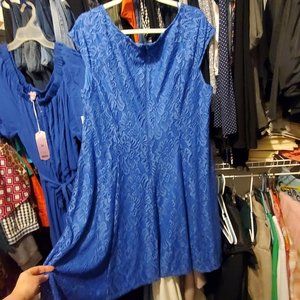 London Times Woman Blue Lace Dress NWT 18W
